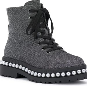 Jessica Simpson Pewter Glitter Gabor Boots